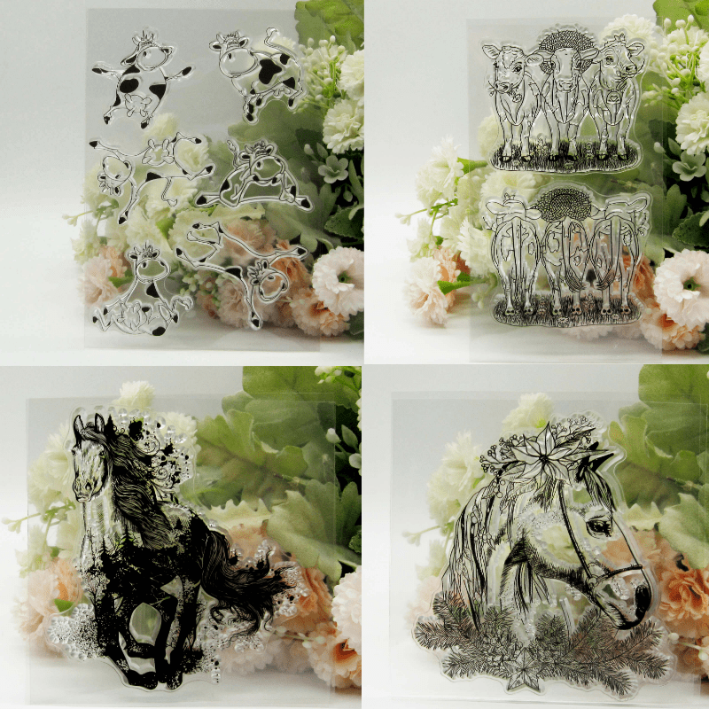 1pc Ox And Horse Clear Stamps Metal Cutting Die for DIY Scrapbooking