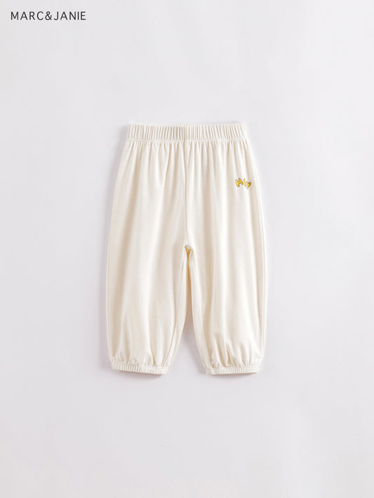 Girls Elastic Summer Cotton Trousers, Assorted Colors Kids Cuff Pants
