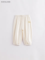Girls Elastic Summer Cotton Trousers, Assorted Colors Kids Cuff Pants