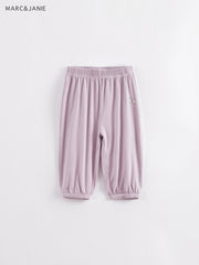 Girls Elastic Summer Cotton Trousers, Assorted Colors Kids Cuff Pants