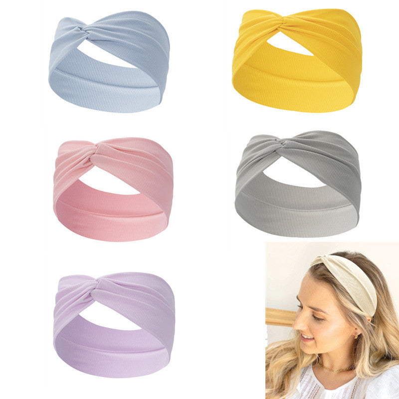 Solid Stretch Headband Cross Knot Hair Band Hair Accessories