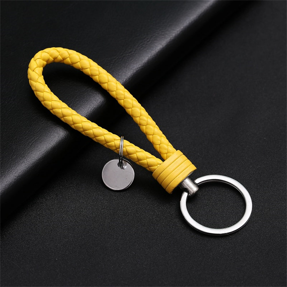 2pcs PU Leather Woven Rope Keychain For Women Men