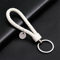 2pcs PU Leather Woven Rope Keychain For Women Men