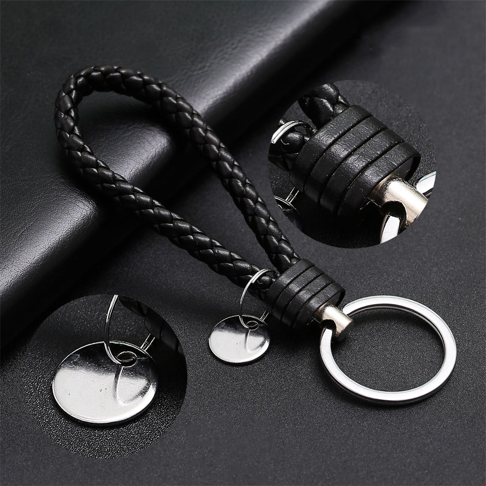 2pcs PU Leather Woven Rope Keychain For Women Men