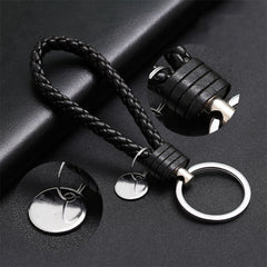 2pcs PU Leather Woven Rope Keychain For Women Men