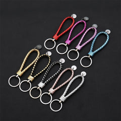2pcs PU Leather Woven Rope Keychain For Women Men