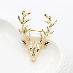 Men's Elk Brooch Golden Antlers Pin Christmas Gift