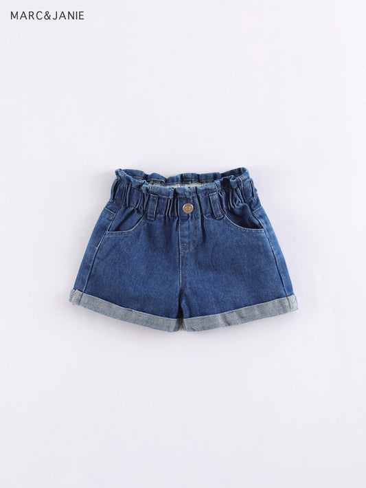 Girls Jean Shorts Kids Summer Elastic Waist Casual Denim Shorts