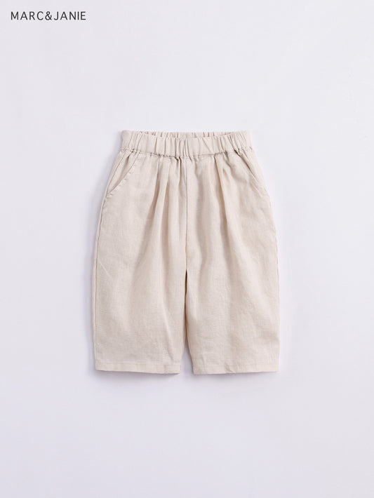 Girls Linen Cropped Pants Kids Summer Trousers