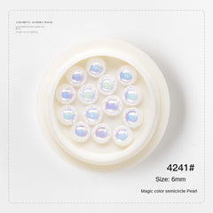 Aurora Pearls Half Round for DIY Jewelry and Nail Art