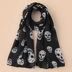 Punk Skull Print Scarf & Shawl Casual Windproof Head Wrap Sunscreen