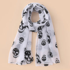 Punk Skull Print Scarf & Shawl Casual Windproof Head Wrap Sunscreen