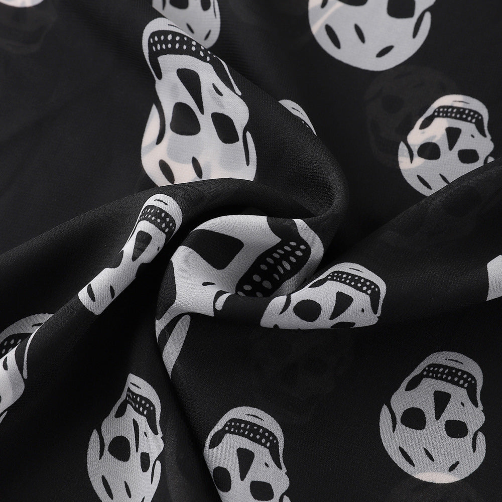 Punk Skull Print Scarf & Shawl Casual Windproof Head Wrap Sunscreen