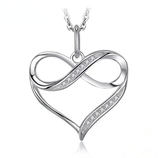 Rhinestone Infinity Heart Pendant Necklace Holiday Birthday Gift For Girls