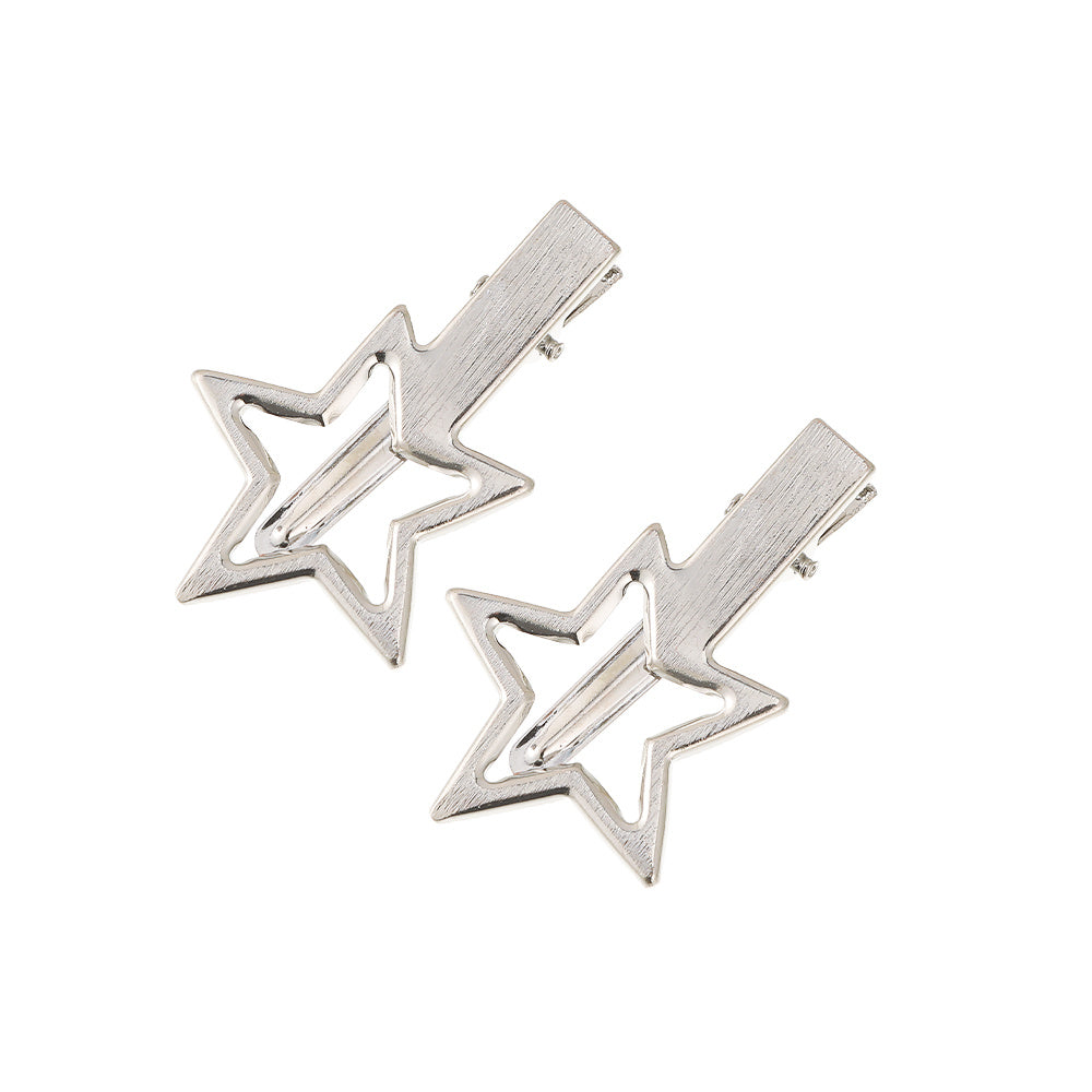 2pcs Y2K Solid Star Hair Clip Women Alloy Barrette Decoration