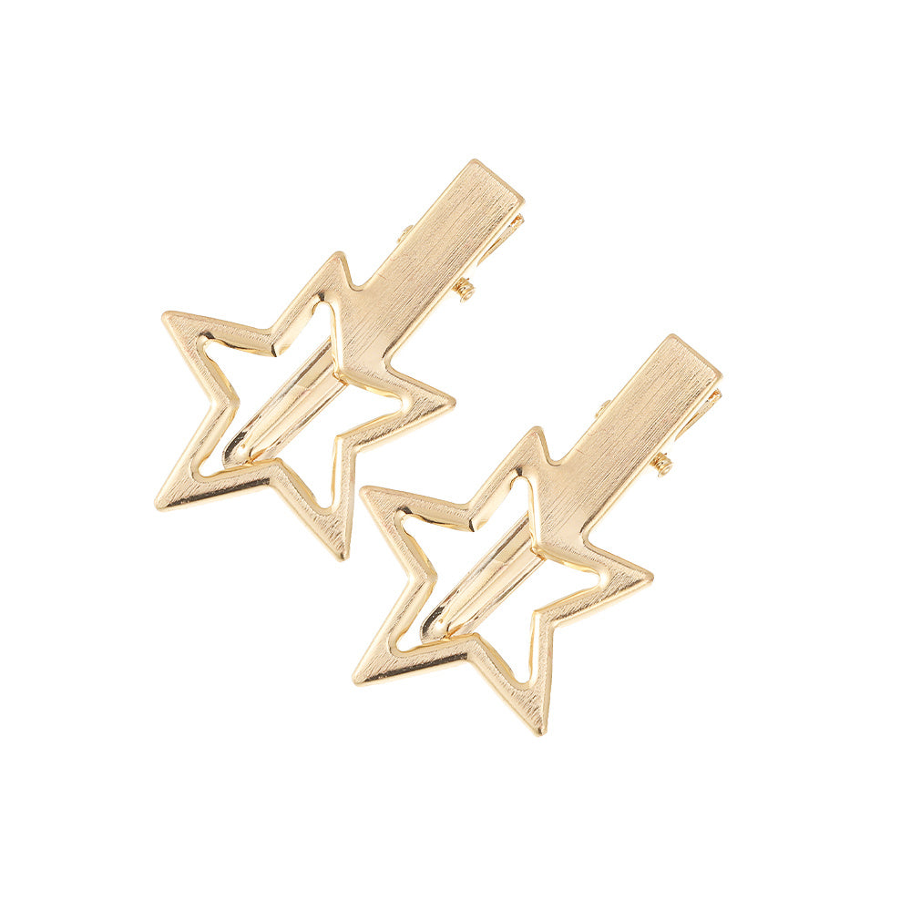 2pcs Y2K Solid Star Hair Clip Women Alloy Barrette Decoration