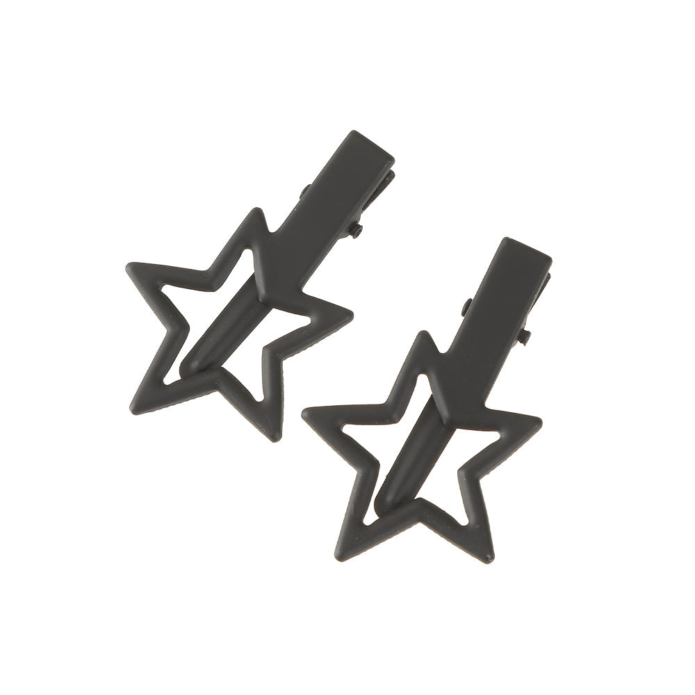 2pcs Y2K Solid Star Hair Clip Women Alloy Barrette Decoration