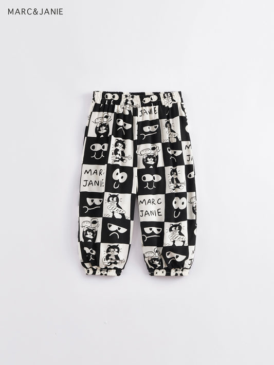 Girls Cartoon Elastic Cropped Pants Kids Summer Breathable Baggy Pants