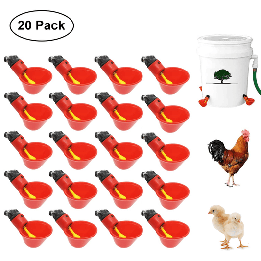 20pcs Automatic Poultry Water Cups for Quail Duck Hen Drinking & Feeding