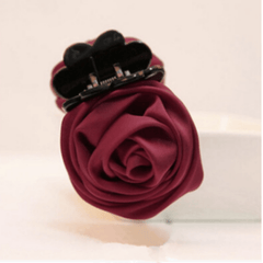 Small Fabric Rose Decor Hair Claw for Women Girls
