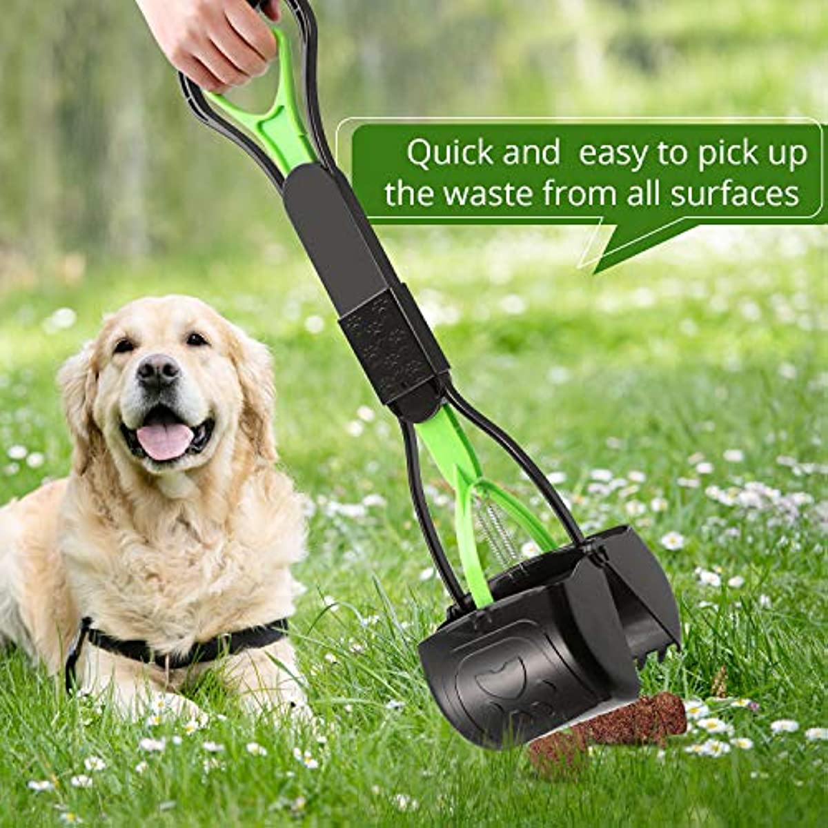 Long Handled Pet Poop Picker for Dogs and Cats - Easy Waste Disposal