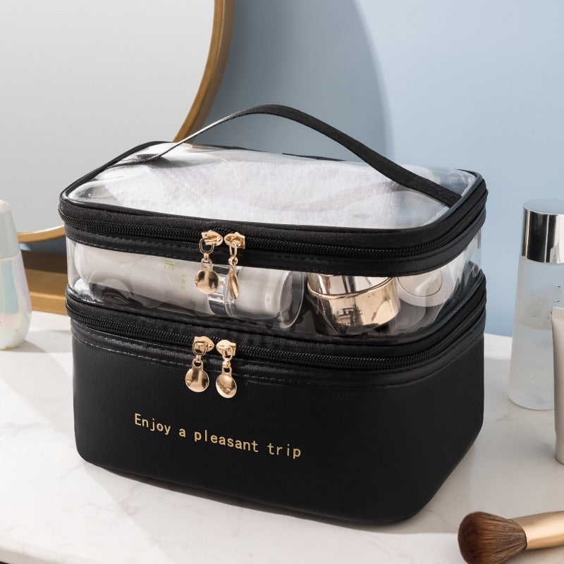 Large Travel Makeup Bag Organizer With Makeup Brush Storage