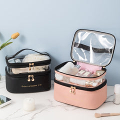 Large Travel Makeup Bag Organizer With Makeup Brush Storage