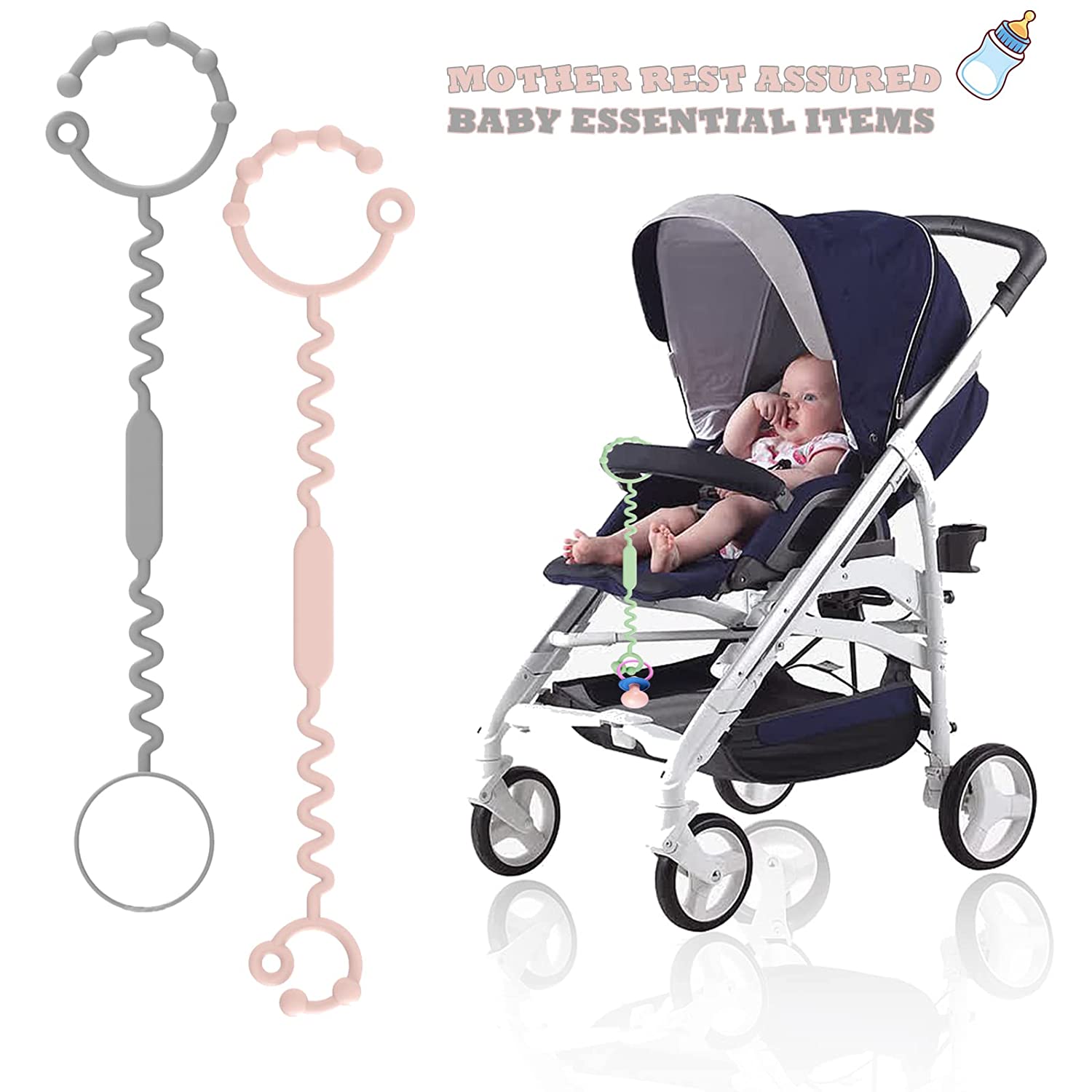 Adjustable Stroller Strap for Toys - Keep Bottles and Sippy Cups Off Floor