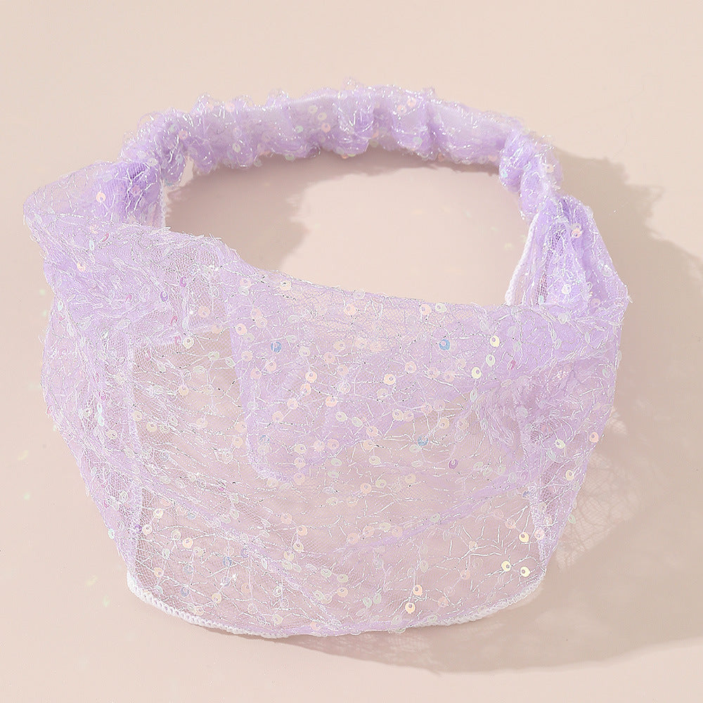 Sequins Headband Wide Hair Band Turban Elastic Hair Accessories