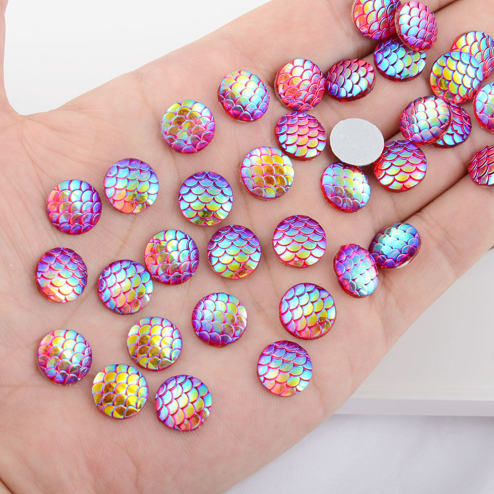 30pc Resin Iridescent Mermaid Glitter Appliques for DIY Jewelry