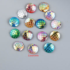 30pc Resin Iridescent Mermaid Glitter Appliques for DIY Jewelry