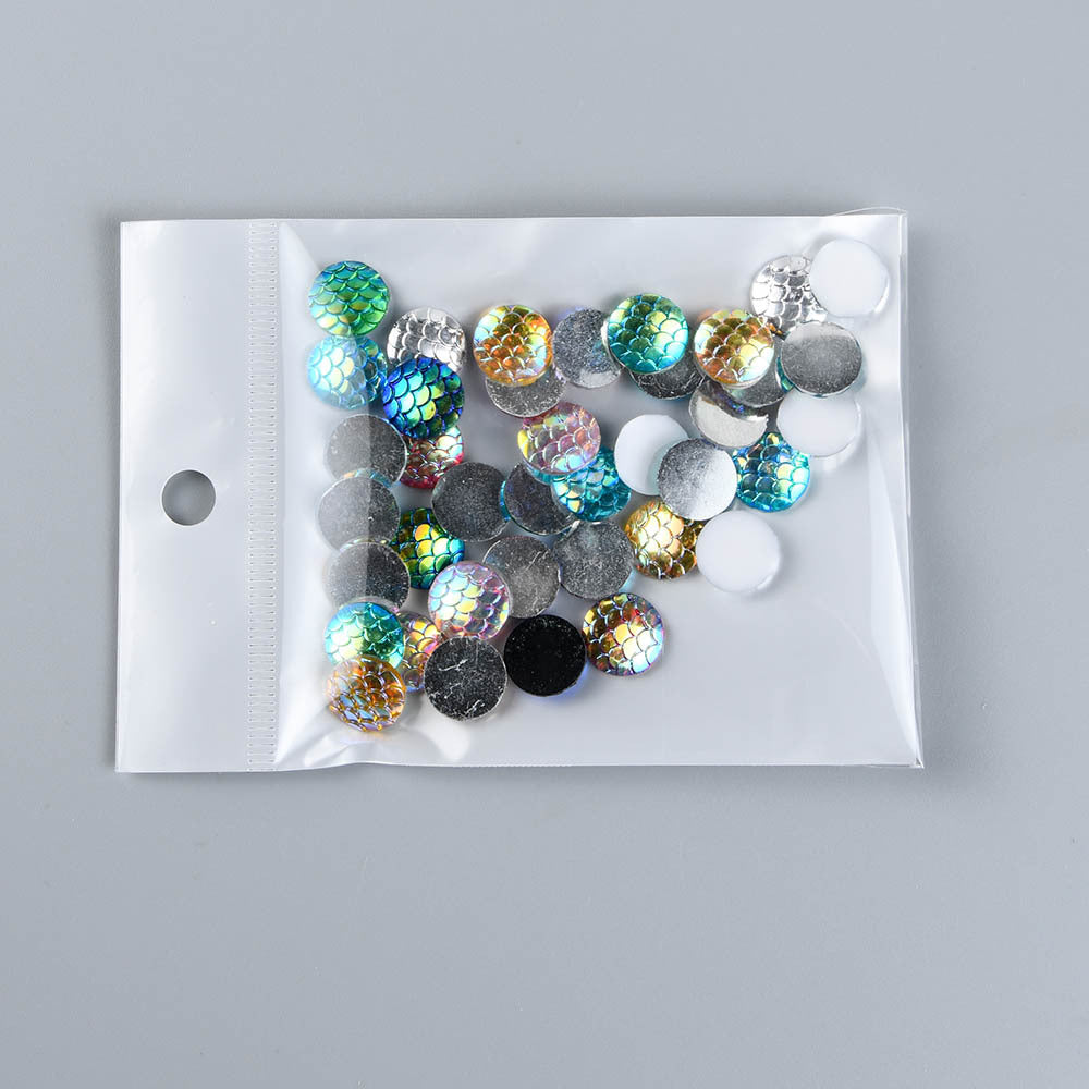 30pc Resin Iridescent Mermaid Glitter Appliques for DIY Jewelry