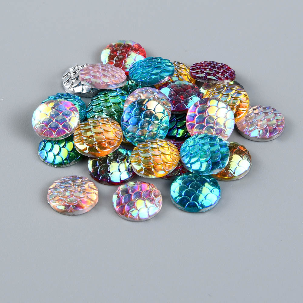 30pc Resin Iridescent Mermaid Glitter Appliques for DIY Jewelry