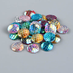 30pc Resin Iridescent Mermaid Glitter Appliques for DIY Jewelry