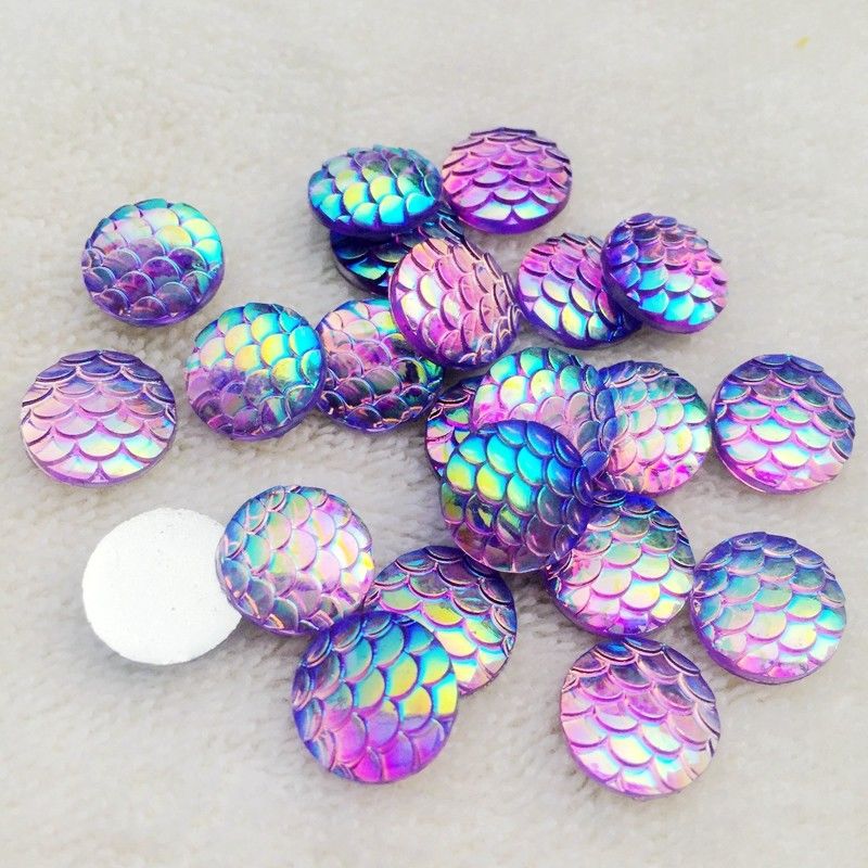 30pc Resin Iridescent Mermaid Glitter Appliques for DIY Jewelry