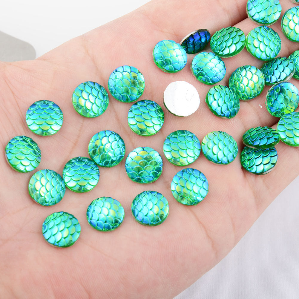 30pc Resin Iridescent Mermaid Glitter Appliques for DIY Jewelry