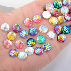 30pc Resin Iridescent Mermaid Glitter Appliques for DIY Jewelry