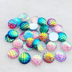 30pc Resin Iridescent Mermaid Glitter Appliques for DIY Jewelry