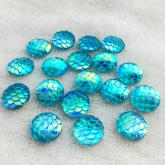 30pc Resin Iridescent Mermaid Glitter Appliques for DIY Jewelry
