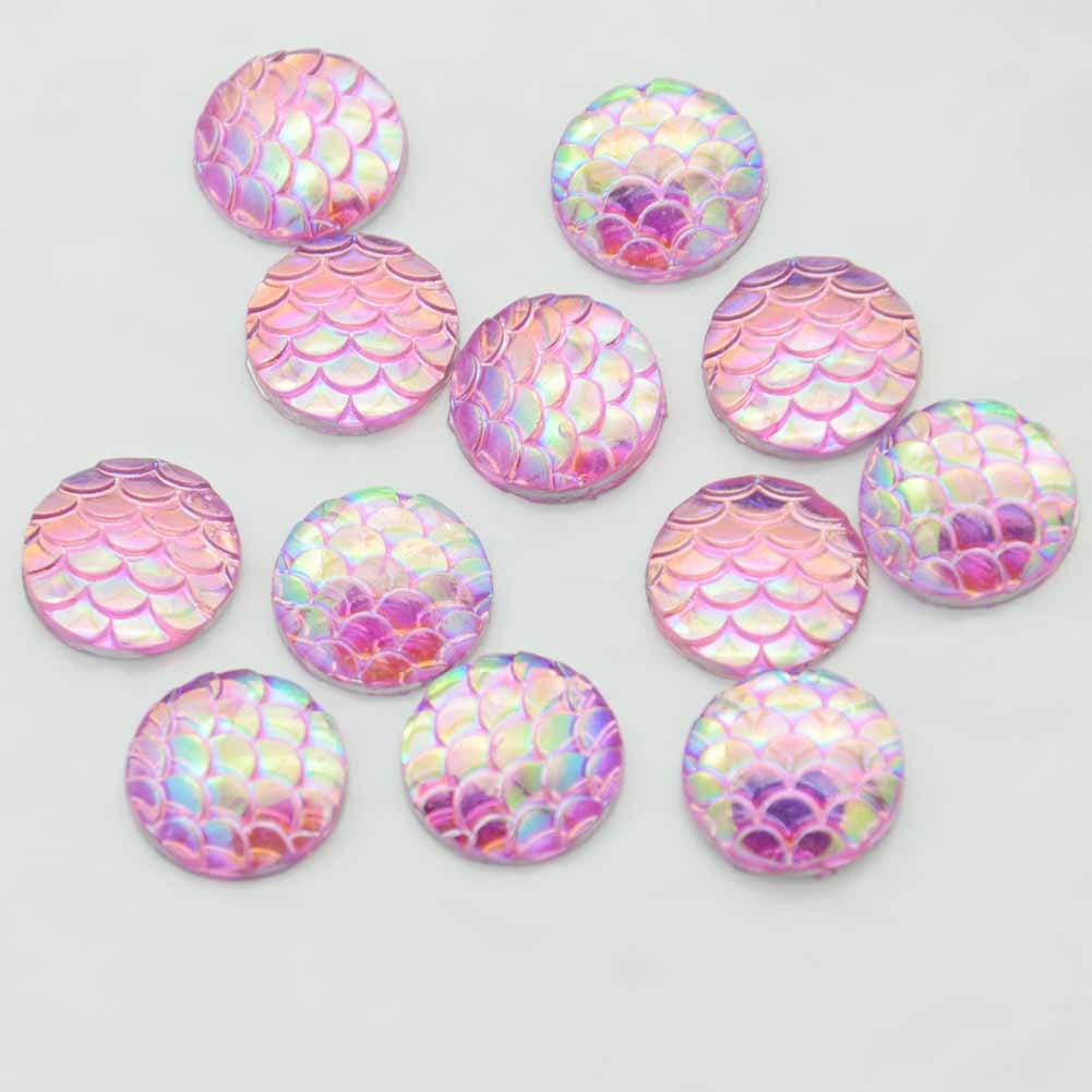 30pc Resin Iridescent Mermaid Glitter Appliques for DIY Jewelry