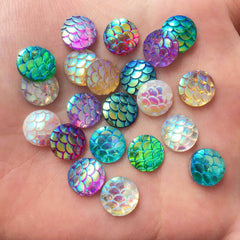 30pc Resin Iridescent Mermaid Glitter Appliques for DIY Jewelry