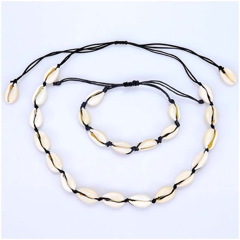 Shell Braided Bracelet Hawaiian Style Beach Necklace