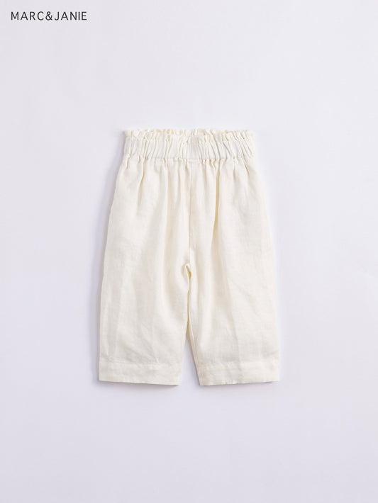 Girls Summer Elastic Linen Pants Assorted Colors Kids Lace Waist