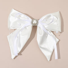 Large Bow Barrette Faux Pearl Tassel Hair Clip for Women Girls