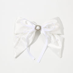 Large Bow Barrette Faux Pearl Tassel Hair Clip for Women Girls