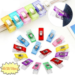 Colorful Plastic Sewing Craft Quilt Binding Clips - Pack of 50, 20, 10