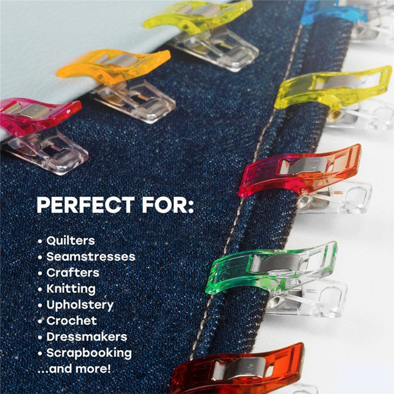 Colorful Plastic Sewing Craft Quilt Binding Clips - Pack of 50, 20, 10