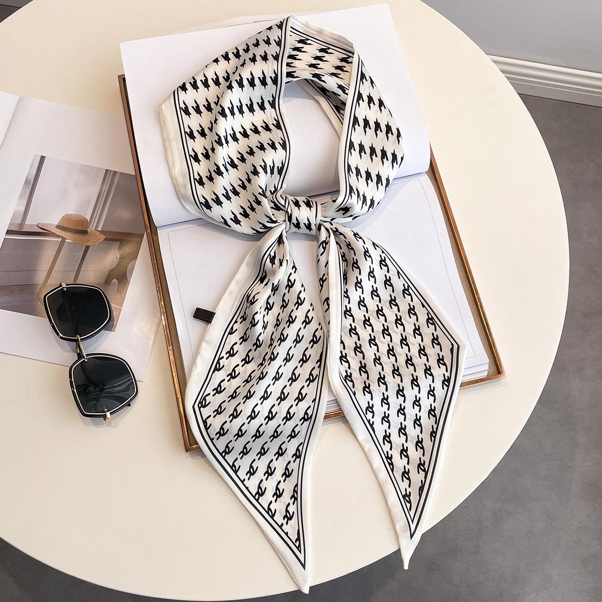 Silk Twilly Scarf Satin Neckerchief Women's Hair Ribbon Bag Wrap
