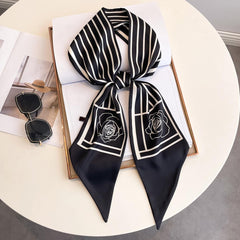 Silk Twilly Scarf Satin Neckerchief Women's Hair Ribbon Bag Wrap