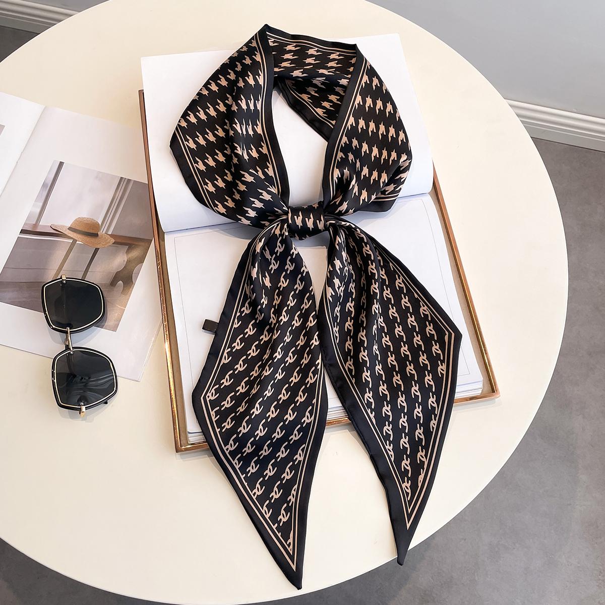 Silk Twilly Scarf Satin Neckerchief Women's Hair Ribbon Bag Wrap